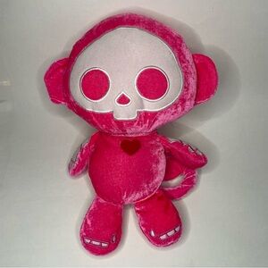 Rare Skelanimals Marcy Monkey Hot Pink Skeleton Stuffed Plush Doll Toy Heart 11"